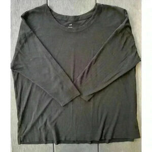 J JILL SIMPLY SUPIMA SCOOP NECK TUNIC TOP SZ 3XL BLACK 3/4 SLEEVES